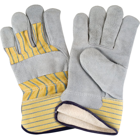 Zenith Safety Products Winter-Lined Fitters Gloves, X-Large, Split Cowhide Palm, Cotton Fleece Inner Lining