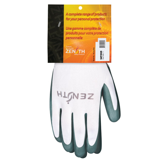 Zenith Safety Products Lightweight Coated Gloves, 2X-Large, Nitrile Coating, 13 Gauge, Polyester Shell