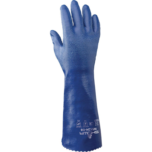 Showa NSK24™ Nitri-Solve Knit-Lined Gloves, Size Large/10, 14" L, Nitrile, Interlock Inner Lining, 24-mil