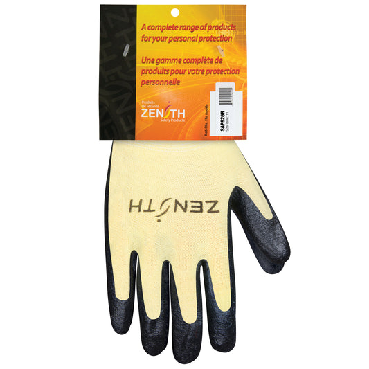 Zenith Safety Products Superior Grip Cut-Resistant Gloves, Size 2X-Large, 13 Gauge, Foam Nitrile Coated, Aramid Shell, ANSI/ISEA 105 Level 3/EN 388 Level 5