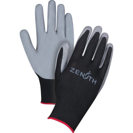 Zenith Safety Products Premium Comfort Coated Gloves, 9/Large, Nitrile Coating, 13 Gauge, Polyester Shell