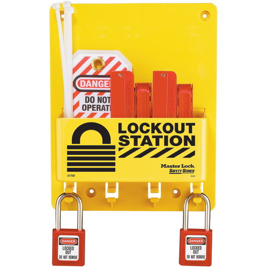 Master Lock Compact Lockout Station, Thermoplastic Padlocks, 4 Padlock Capacity, Padlocks Included