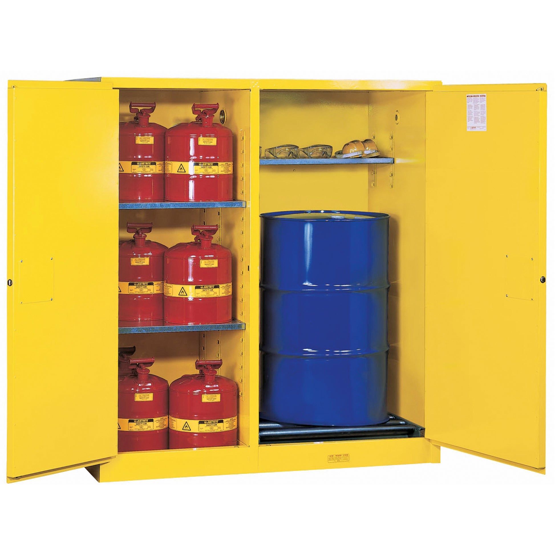 Sure-Grip® EX Double-Duty Safety Cabinets, 115 US gal. Cap., 13 Drums, Yellow