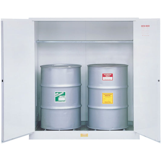 Hazardous Waste Safety Cabinets, 110 US gal. Cap., 2 Drums, White