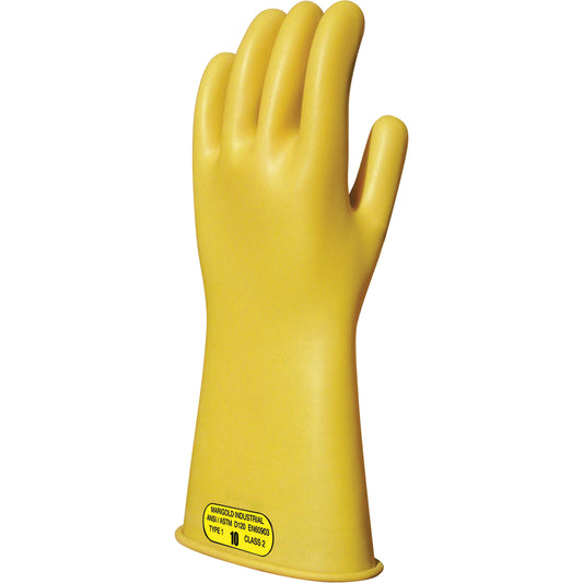 ActivArmr Yellow Natural Rubber Insulating Gloves, ASTM Class 2, Size 10, 16" L