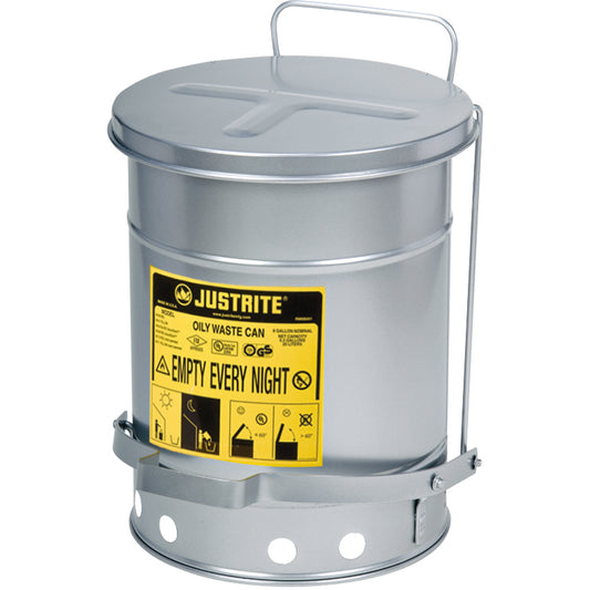 Oily Waste Cans, FM Approved/UL Listed, 14 US gal., Silver