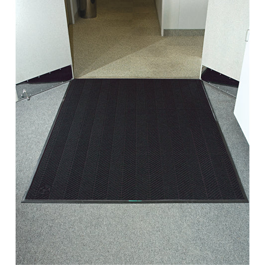 M+A Matting Waterhog® Eco Elite Matting, Wiper/Scraper, 6' x 20' x 3/8", Black Smoke
