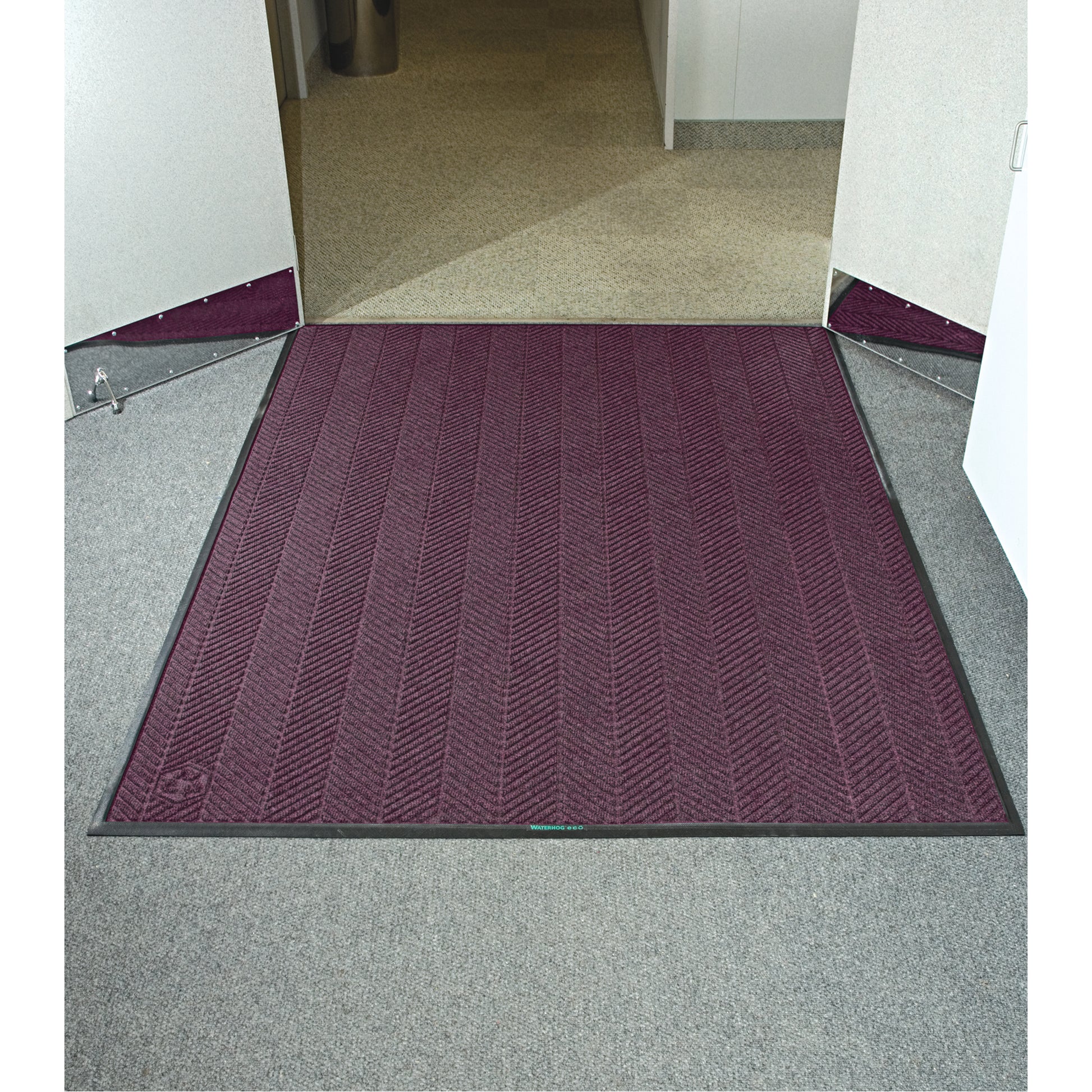 M+A Matting Waterhog® Eco Elite Matting, Wiper/Scraper, 4' x 8' x 3/8", Maroon