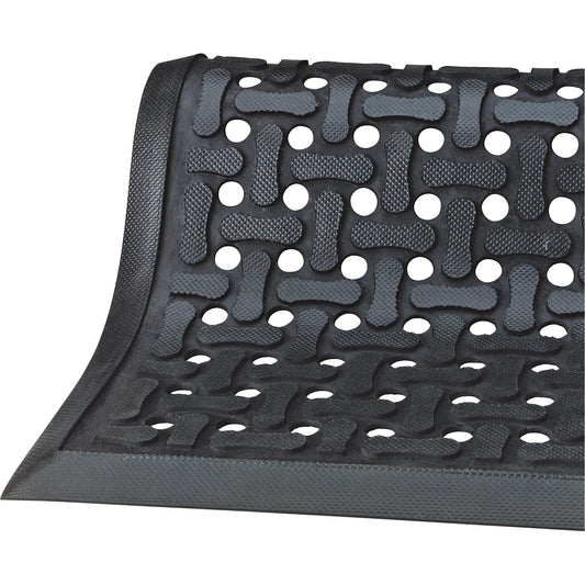 M+A Matting Comfort Flow™ Mats, Slotted, 2-83/100' x 9-1/12' x 3/8", Black, Nitrile