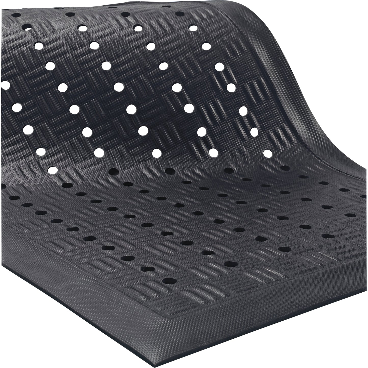 M+A Matting Cushion Station™ Mats, Slotted, 2' x 3-1/5' x 9/16", Black, Nitrile