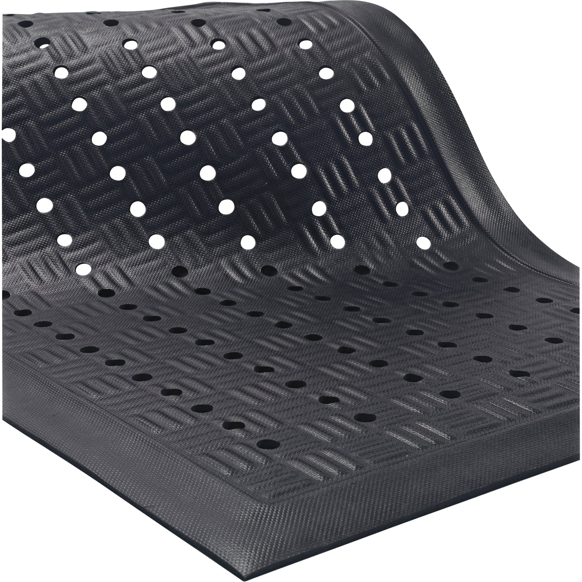 M+A Matting Cushion Station™ Mats, Slotted, 2' x 3-1/5' x 9/16", Black, Nitrile