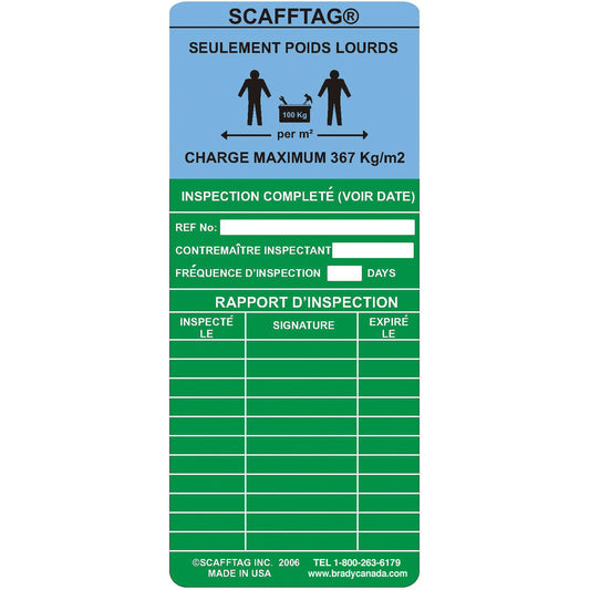 Brady ScaffTag® Heavy-Duty "Ready For Use" Inserts, Plastic, 7-5/8" W x 3-1/4" H, English