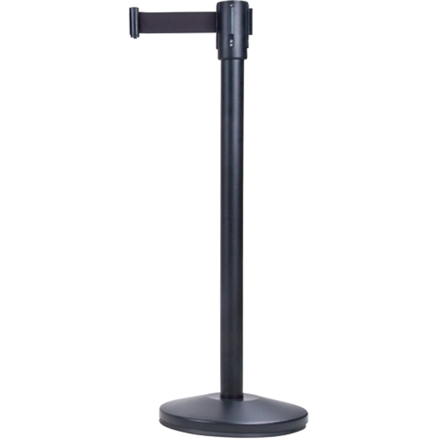 Zenith Safety Products Free-Standing Crowd Control Barrier, Steel, 35" H, Black Tape, 7' Tape Length
