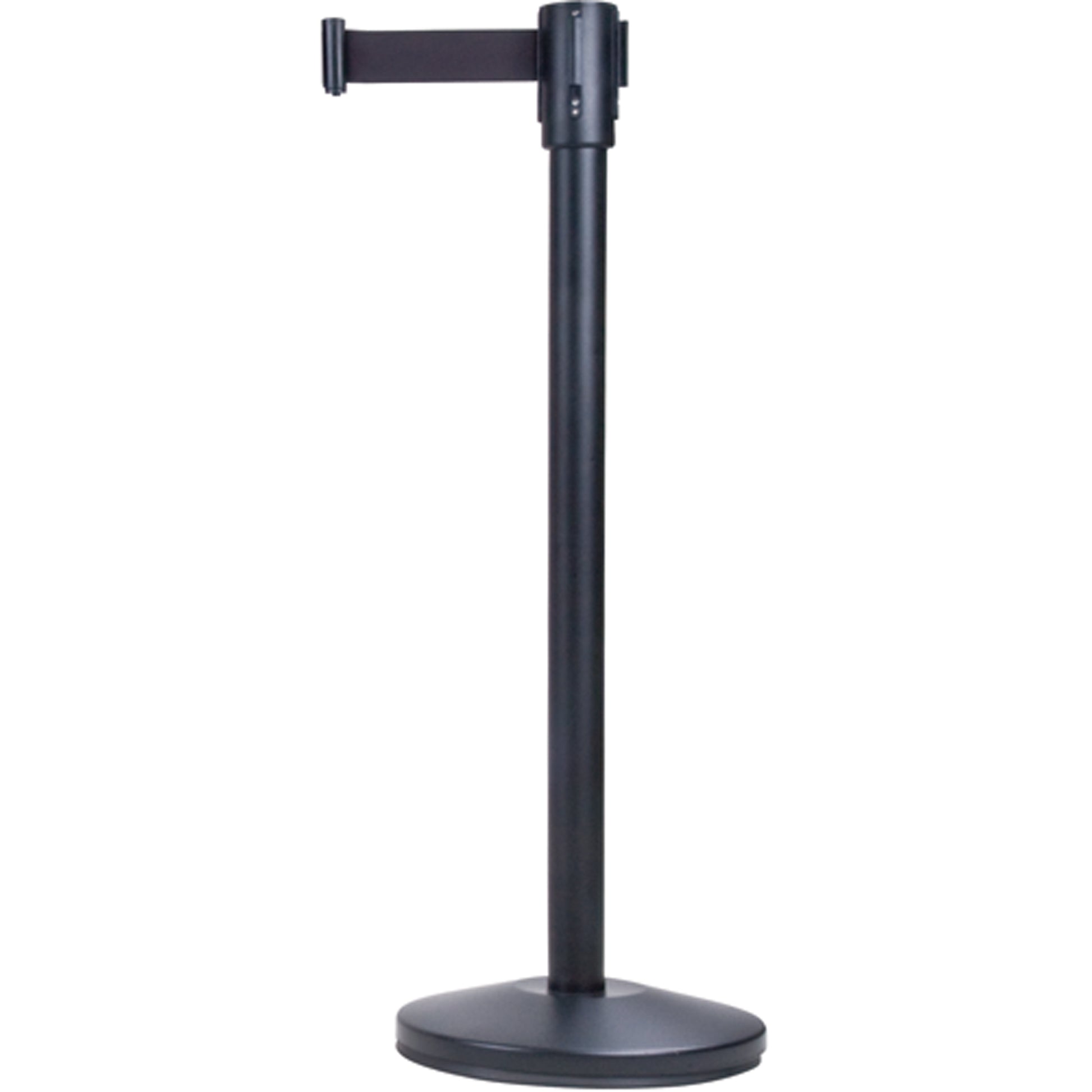 Zenith Safety Products Free-Standing Crowd Control Barrier, Steel, 35" H, Black Tape, 7' Tape Length