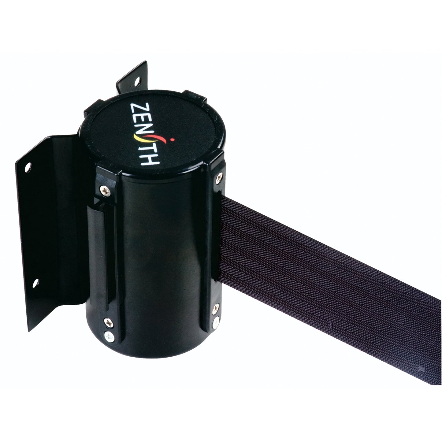 Zenith Safety Products Wall Mount Barrier, Steel, Screw Mount, 7', Black Tape