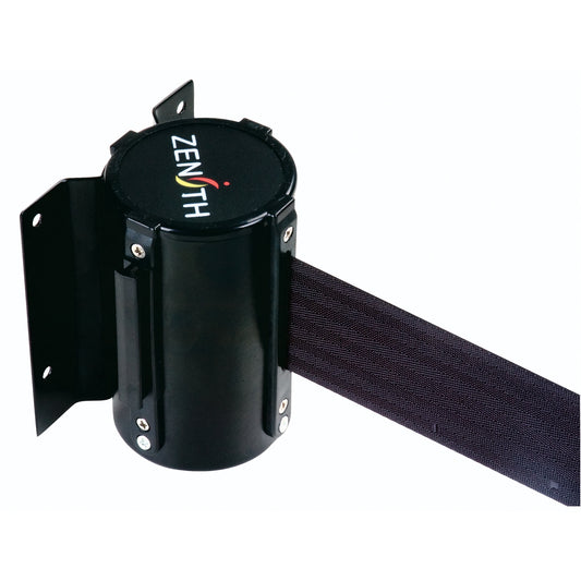 Zenith Safety Products Wall Mount Barrier, Steel, Screw Mount, 7', Black Tape