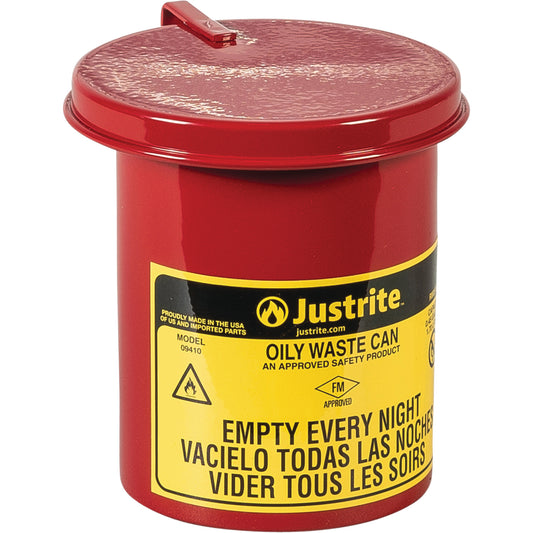 Mini Bench - Top Oily Waste Cans, FM Approved, 0.45 US gallon, Red