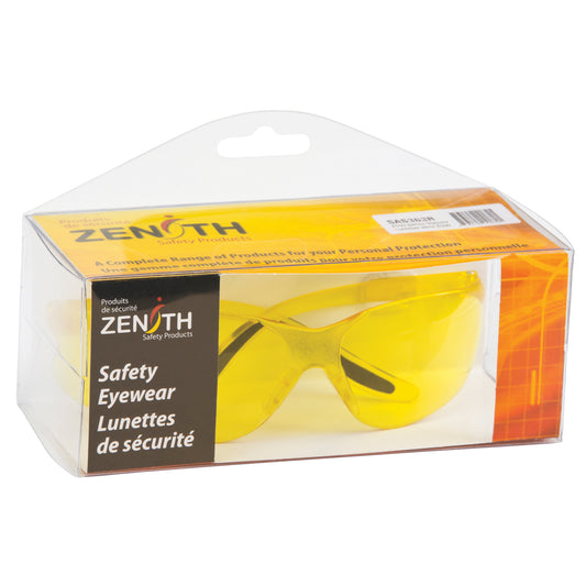 Zenith Safety Products Z500 Series Safety Glasses, Amber Lens, Anti-Scratch, Meets/Exceeds CSA Z94.3