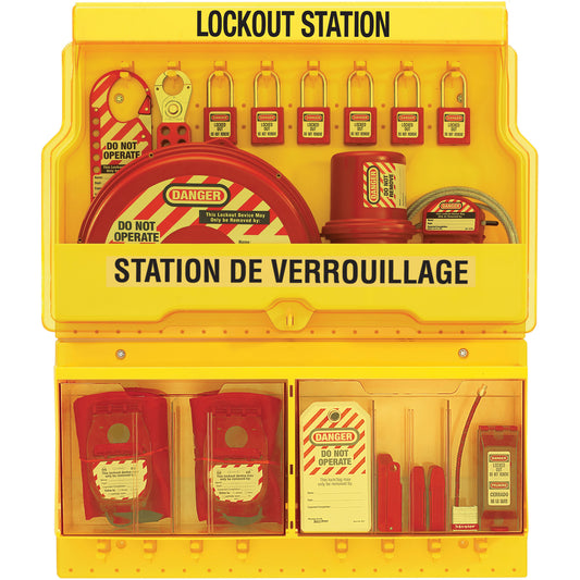 Master Lock Deluxe Lockout Stations, Thermoplastic Padlocks, 32 Padlock Capacity, Padlocks Included