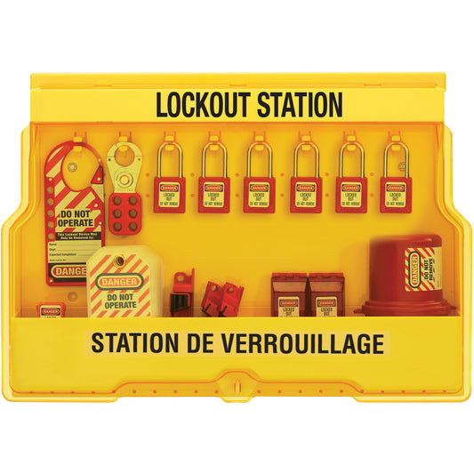 Master Lock Electrical Focus Lockout Stations, Thermoplastic Padlocks, 16 Padlock Capacity, Padlocks Included