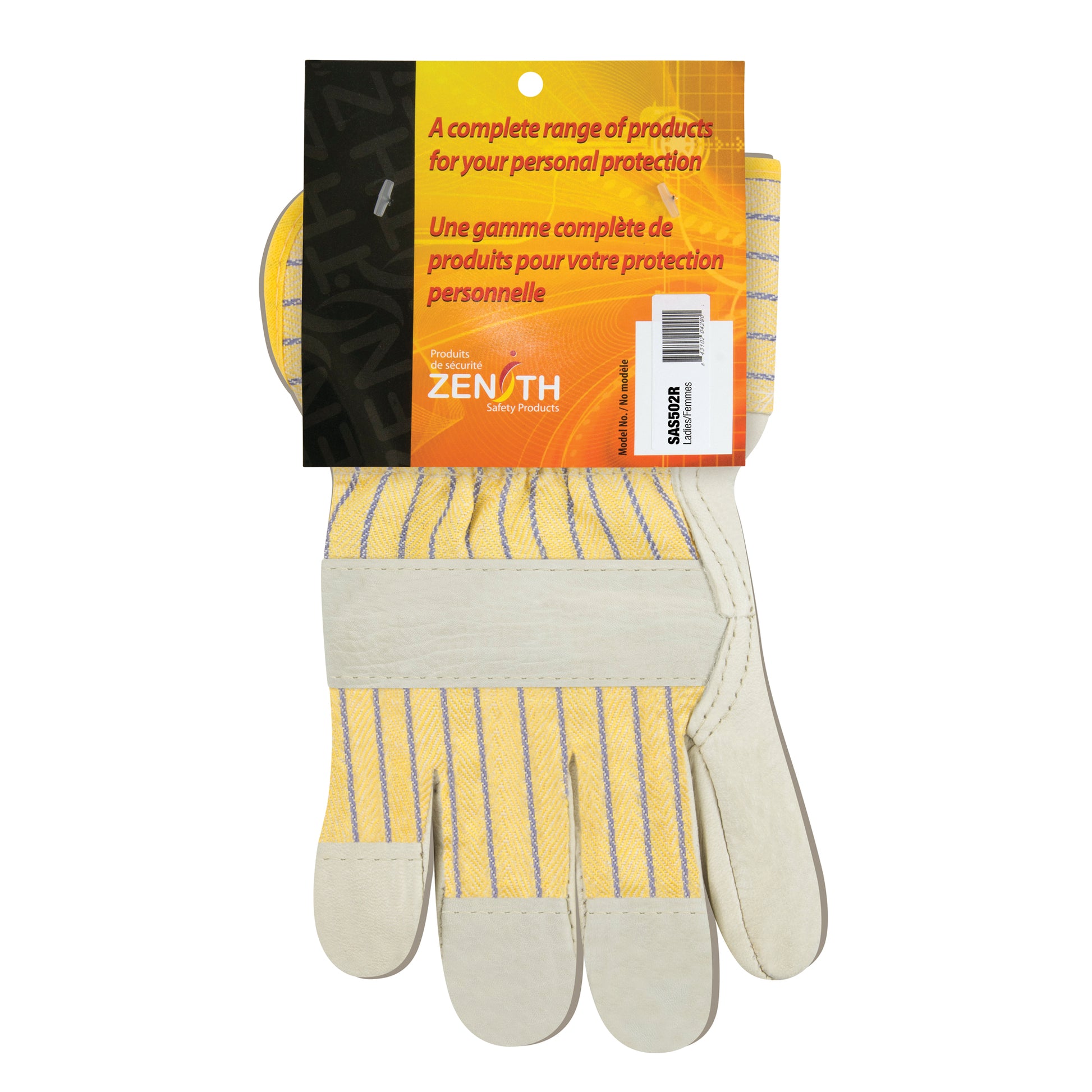 Zenith Safety Products Standard-Duty Dry-Palm Fitters Gloves, Ladies, Grain Cowhide Palm, Cotton Inner Lining