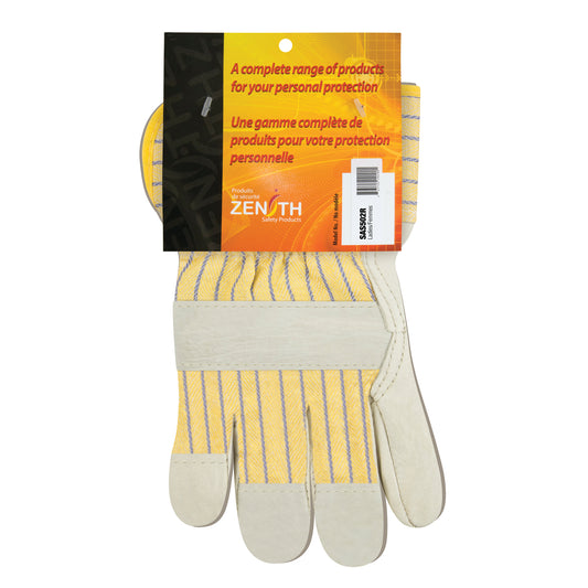 Zenith Safety Products Standard-Duty Dry-Palm Fitters Gloves, Ladies, Grain Cowhide Palm, Cotton Inner Lining