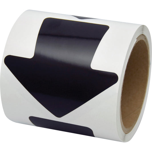 Incom Top Tape & Label Coloured Floor Marking Decals, Arrow, 4" L x 4" W, Black, Vinyl