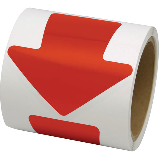 Incom Top Tape & Label Coloured Floor Marking Decals, Arrow, 4" L x 4" W, Red, Vinyl