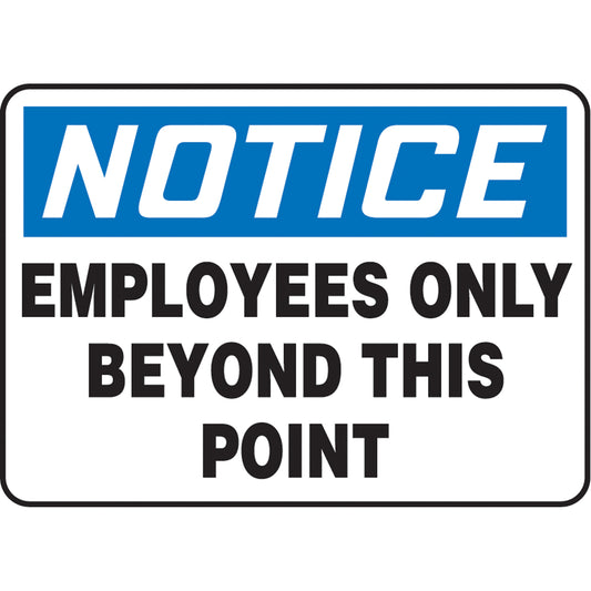 Accuform Signs "Employees Only" Sign, 7" x 10", Plastic, English