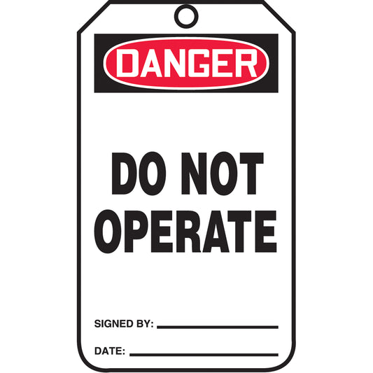 Accuform Signs Tags By-The-Roll Safety Tags, Cardstock, 3" W x 6-1/4" H, English