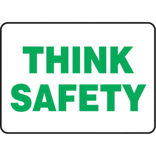 Accuform Signs "Think Safety" Sign, 10" x 14", Aluminum, English