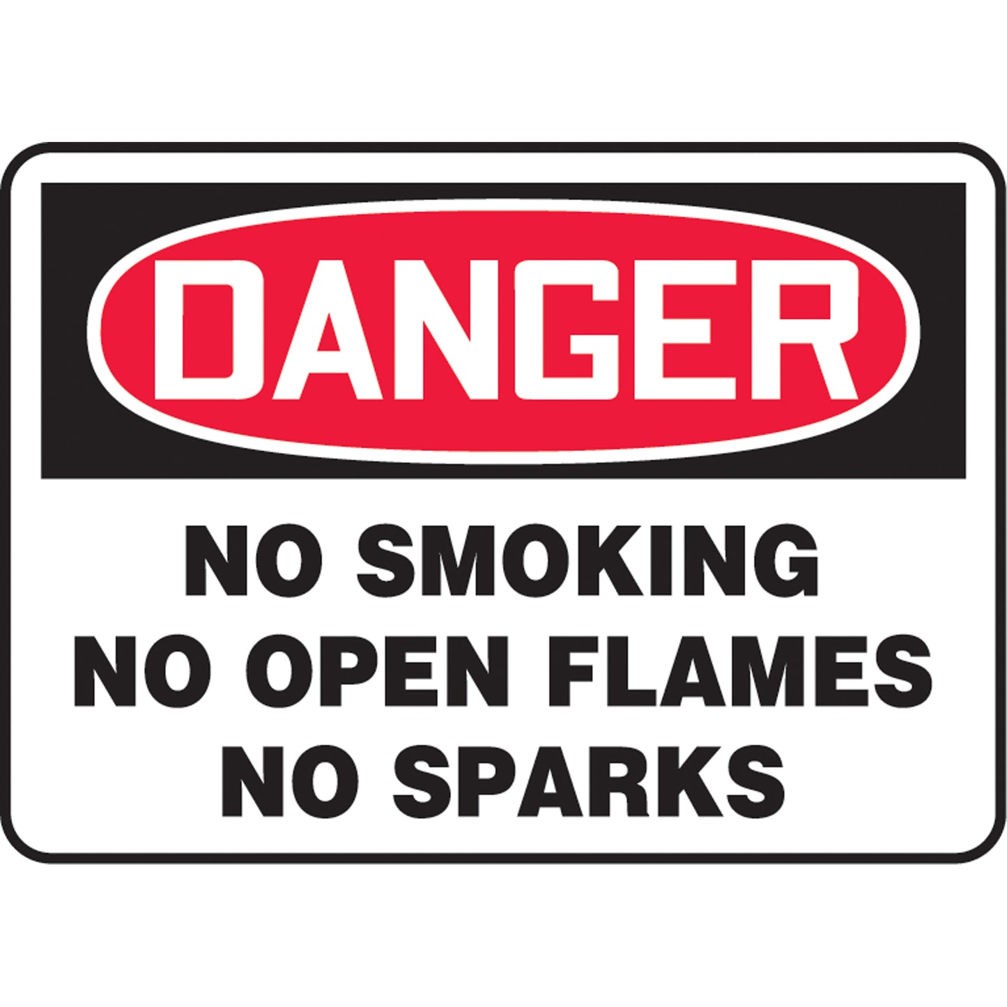Accuform Signs "No Smoking, No Open Flames, No Sparks" Sign, 10" x 14", Aluminum, English