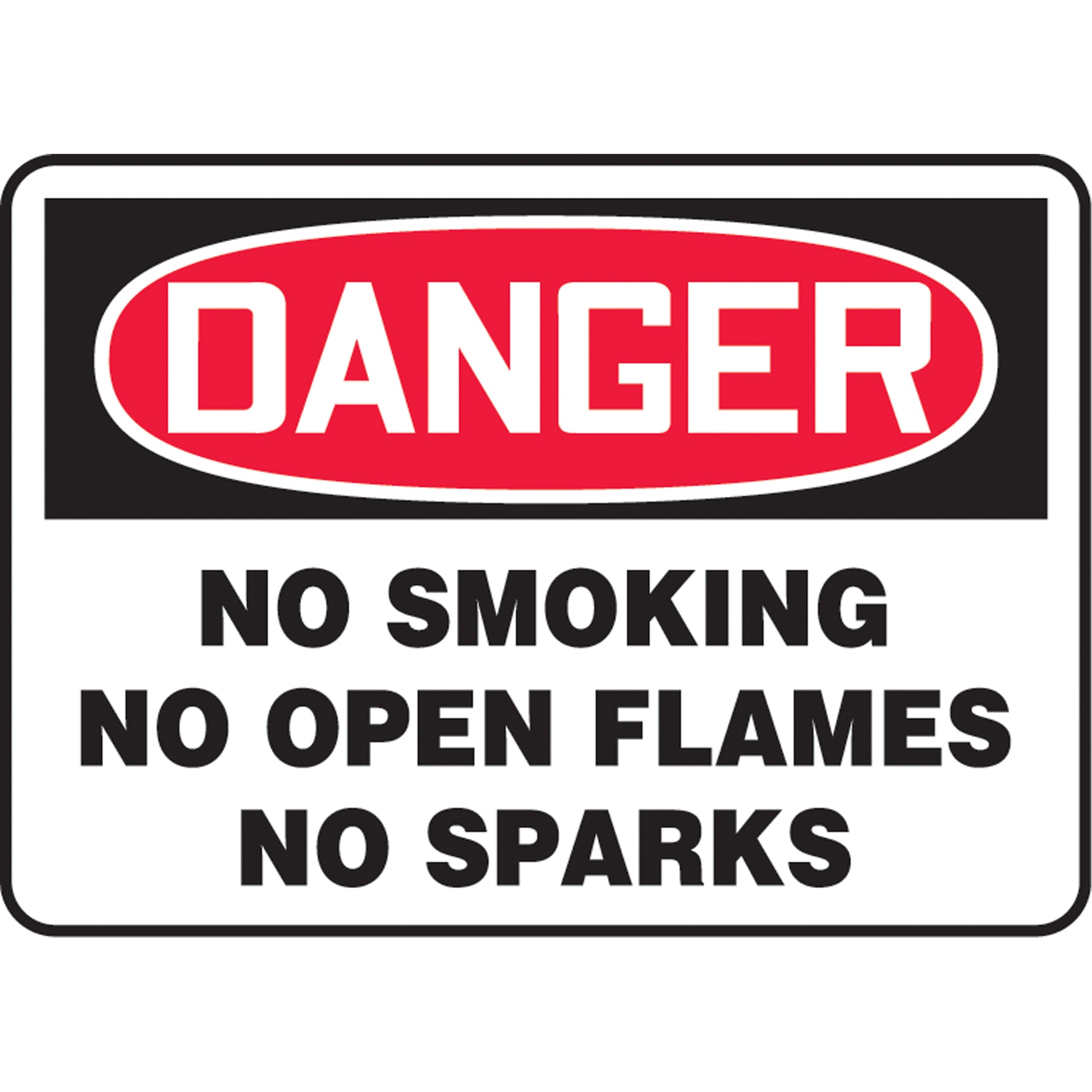 Accuform Signs "No Smoking, No Open Flames, No Sparks" Sign, 10" x 14", Aluminum, English