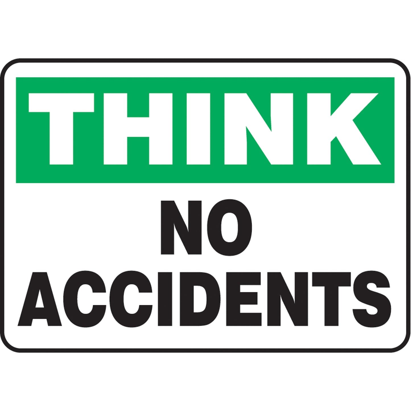 Accuform Signs "No Accidents" Sign, 10" x 14", Aluminum, English