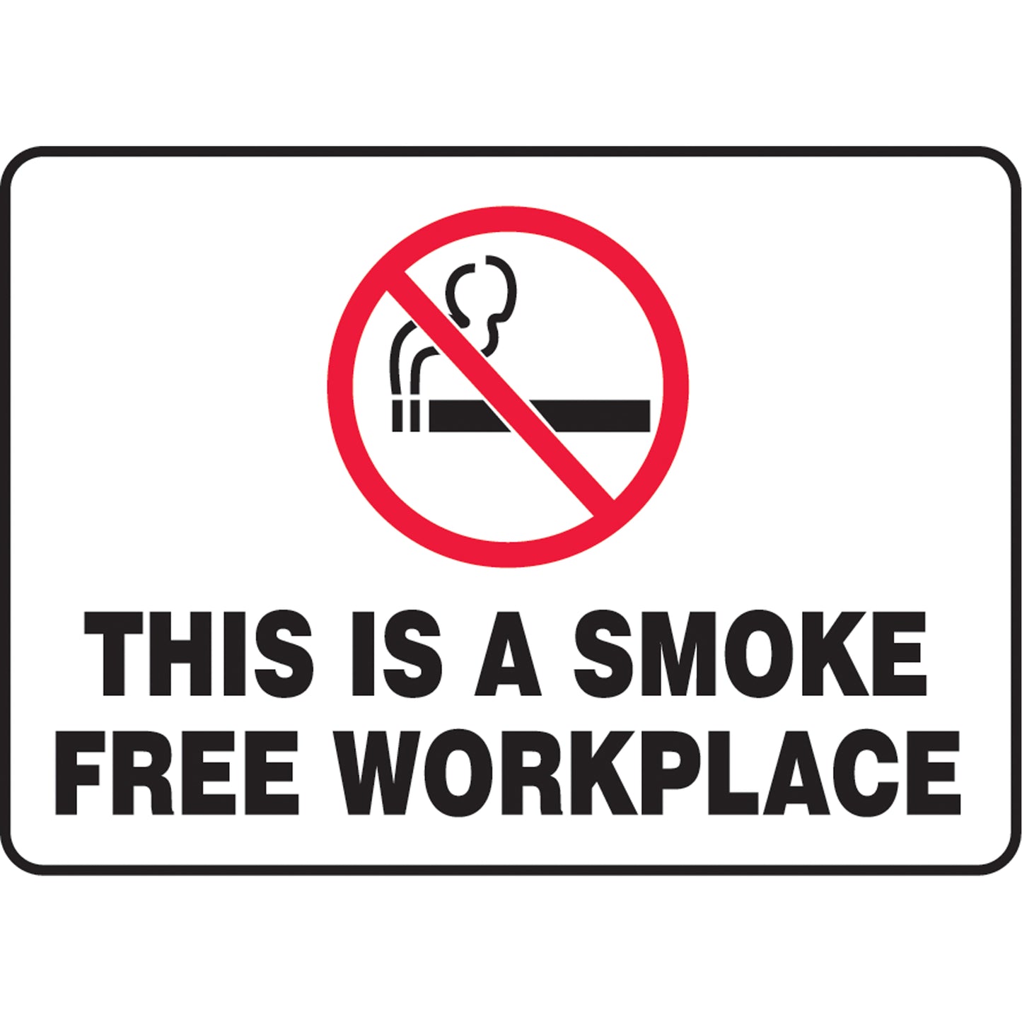 Accuform Signs "This Is A Smoke Free Workplace" Sign, 10" x 14", Aluminum, English with Pictogram