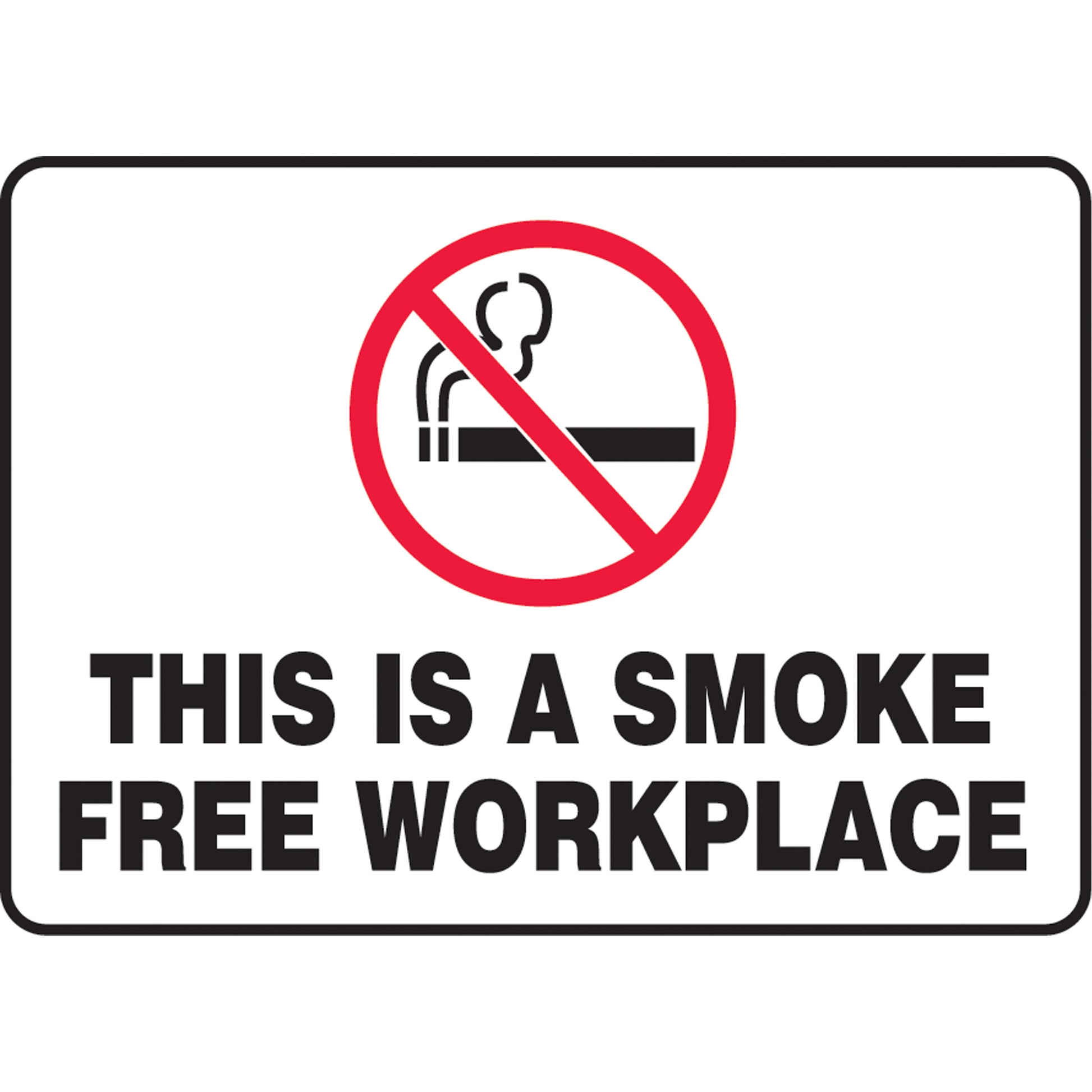 Accuform Signs "This Is A Smoke Free Workplace" Sign, 10" x 14", Aluminum, English with Pictogram