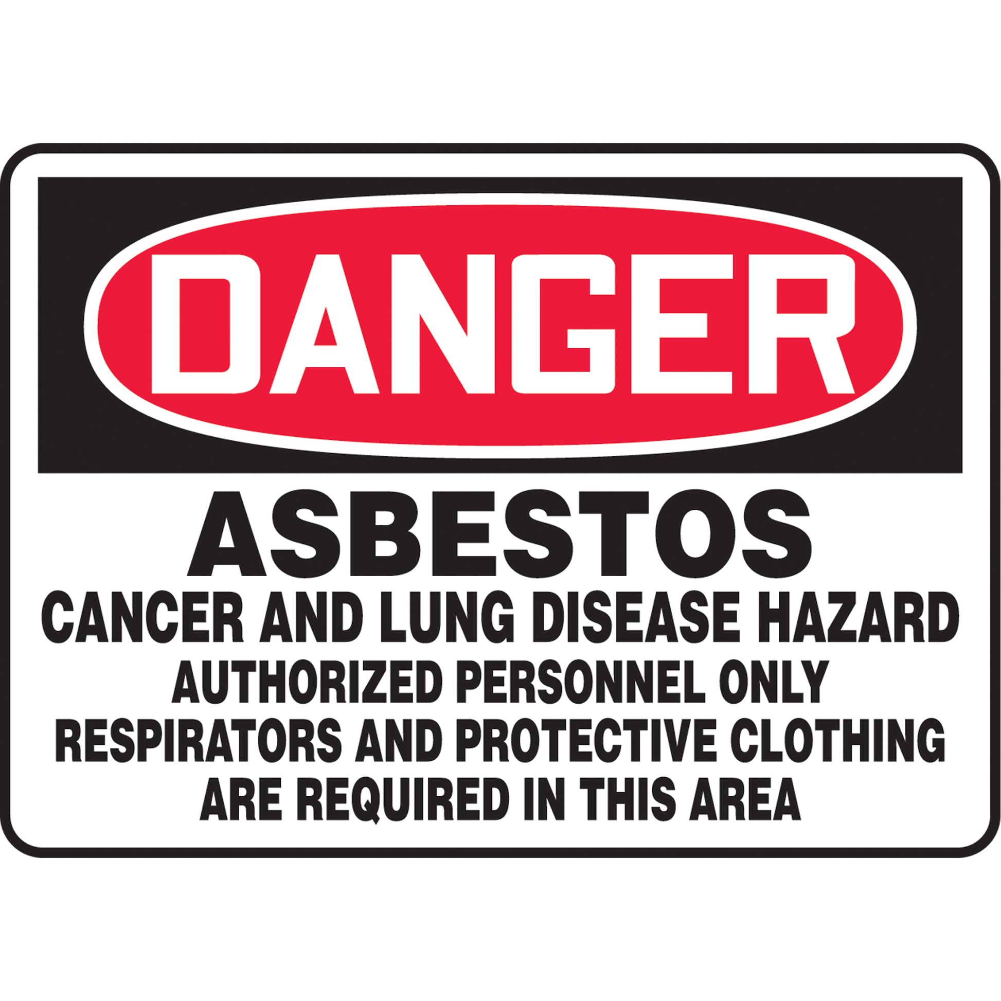 Accuform Signs "Asbestos" Sign, 7" x 10", Vinyl, English