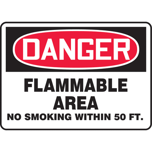 Accuform Signs "Flammable Area" Sign, 7" x 10", Vinyl, English