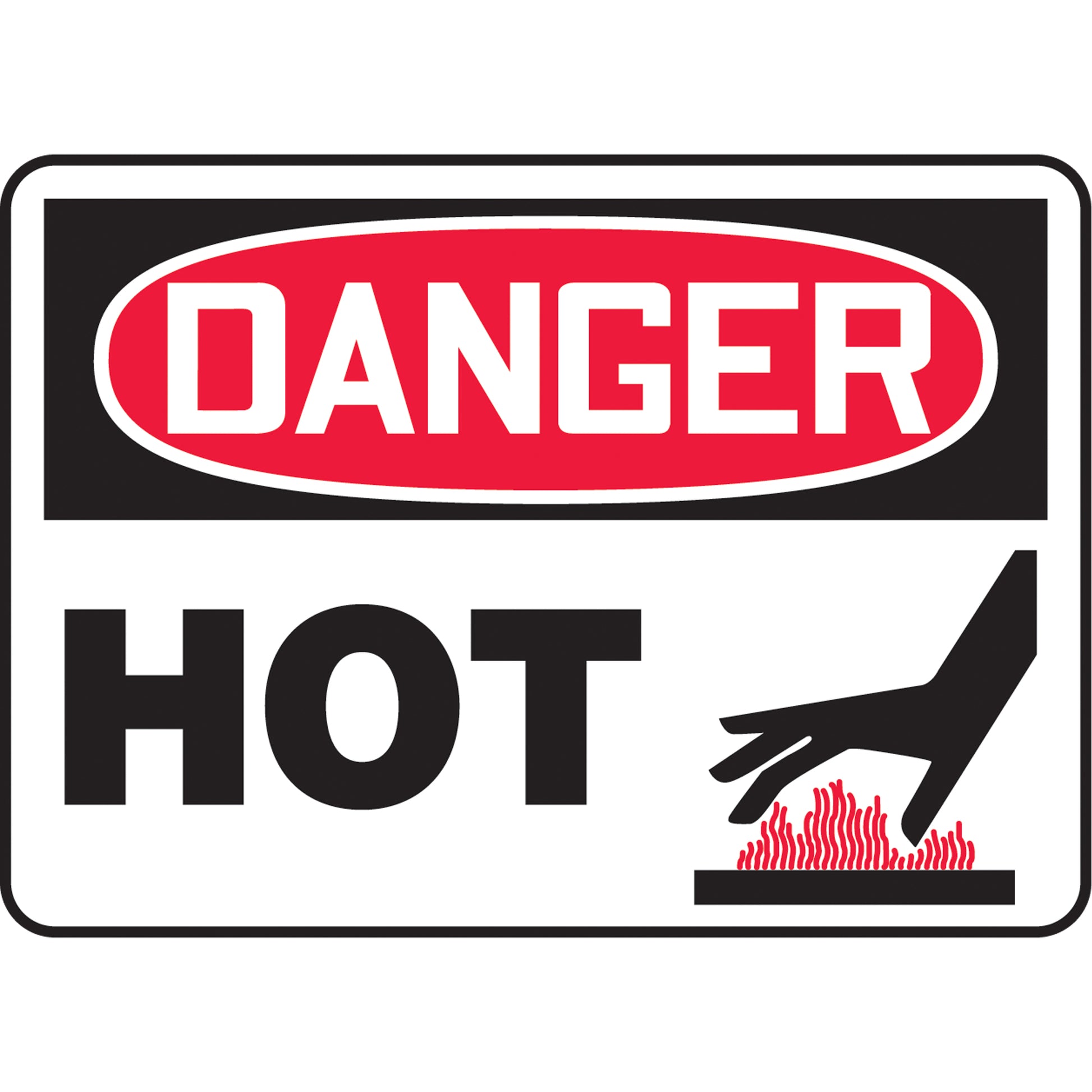 Accuform Signs "Hot" Sign, 10" x 14", Vinyl, English with Pictogram