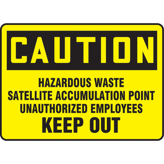 Accuform Signs "Hazardous Waste Satellite Accumulation Point" Sign, 7" x 10", Vinyl, English