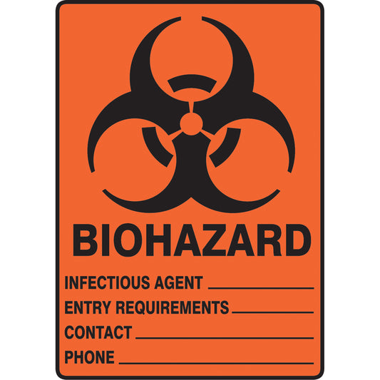 Accuform Signs Customizable "Biohazard" Sign, 10" x 7", Vinyl, English with Pictogram