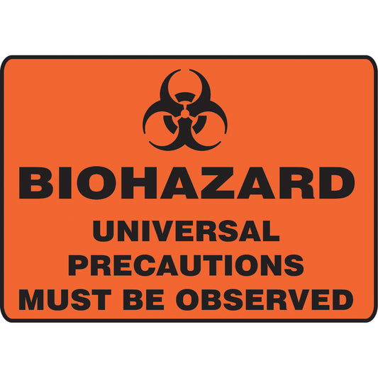Accuform Signs "Biohazard Universal Cautions" Sign, 10" x 14", Vinyl, English with Pictogram