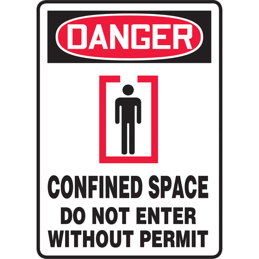 Accuform Signs "Confined Space Do Not Enter" Sign, 10" x 7", Vinyl, English with Pictogram
