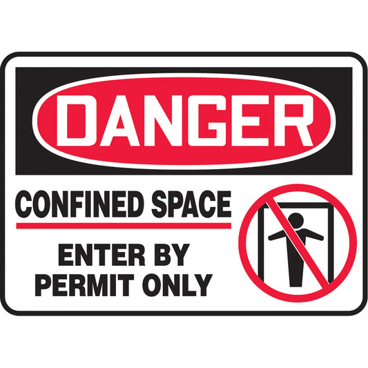 Accuform Signs "Confined Space Enter By Permit" Sign, 10" x 14", Vinyl, English with Pictogram