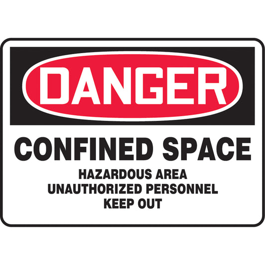Accuform Signs "Confined Space Hazardous Area" Sign, 7" x 10", Vinyl, English