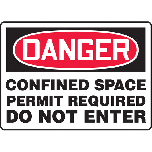 Accuform Signs "Confined Space Permit Required" Sign, 7" x 10", Vinyl, English