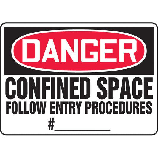 Accuform Signs Customizable "Confined Space" Sign, 7" x 10", Vinyl, English