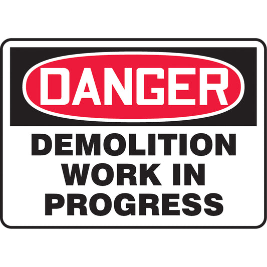Accuform Signs "Demolition Work" Sign, 7" x 10", Aluminum, English