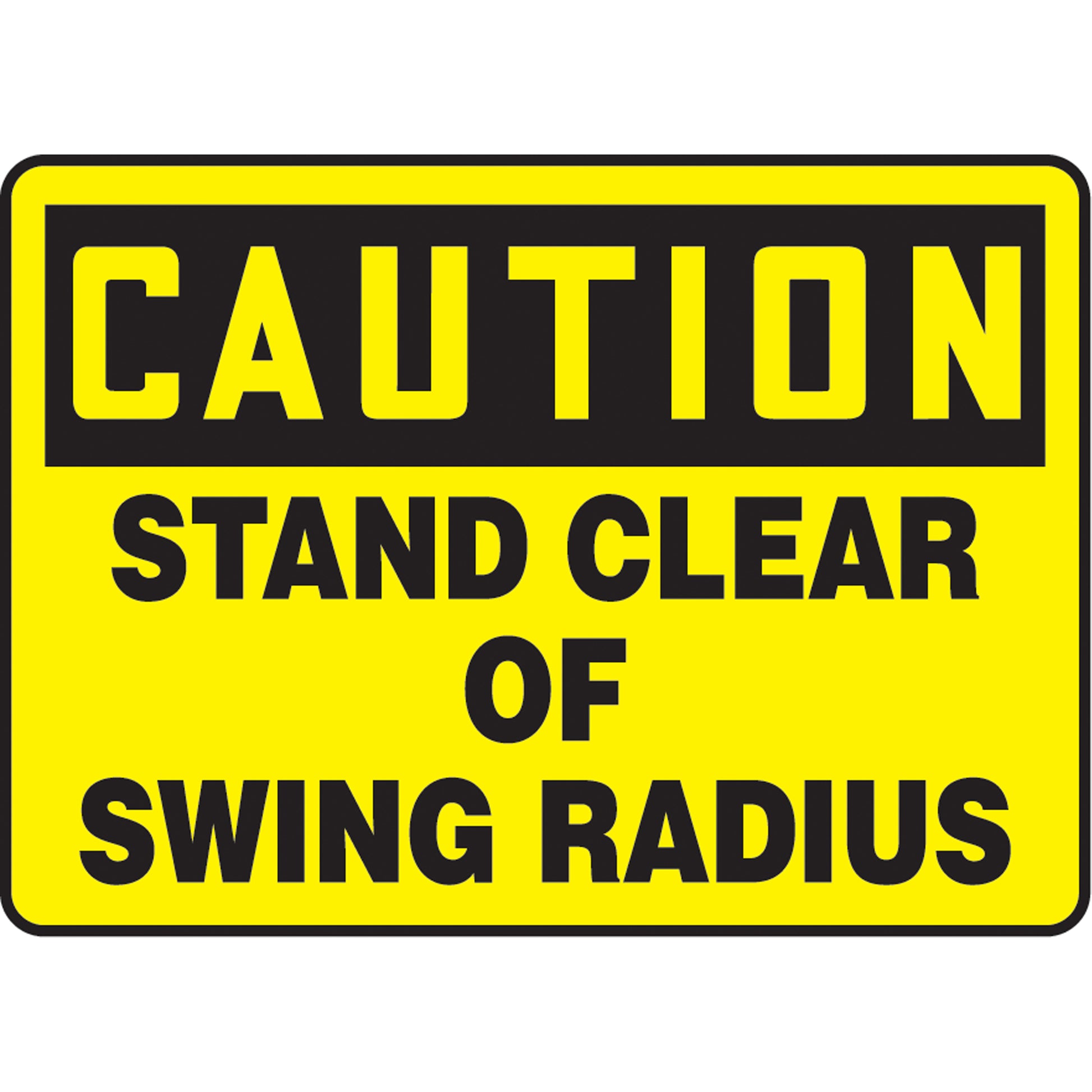 Accuform Signs "Stand Clear Of Swing Radius" Sign, 7" x 10", Aluminum, English