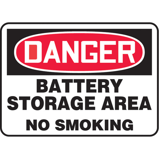 Accuform Signs "Battery Storage Area" Sign, 7" x 10", Aluminum, English